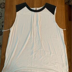 Sleeveless Contrast Trim Women's Tank Top - White with Black Trim